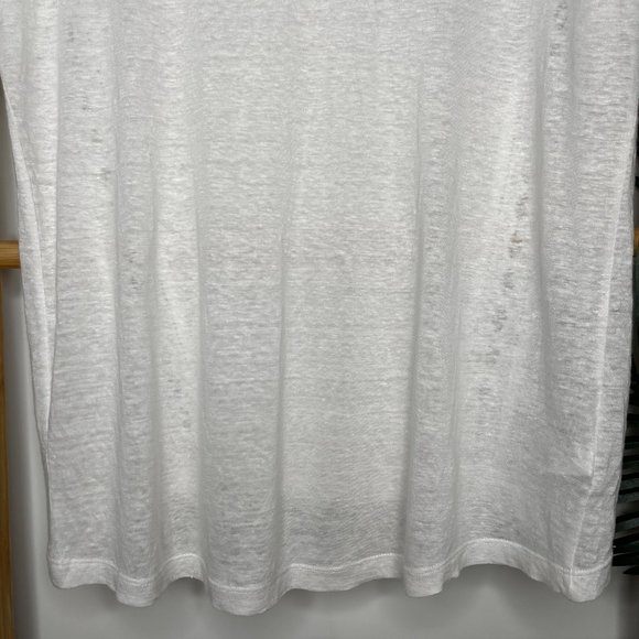 Country Road White Linen T-Shirt Top Size XS Short Sleeve Lace Insert Womens - Picture 8 of 9